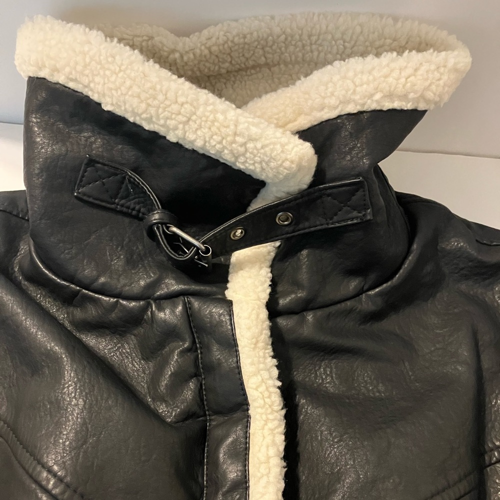 Faux Leather and Faux Shearing  Aviator Jacket